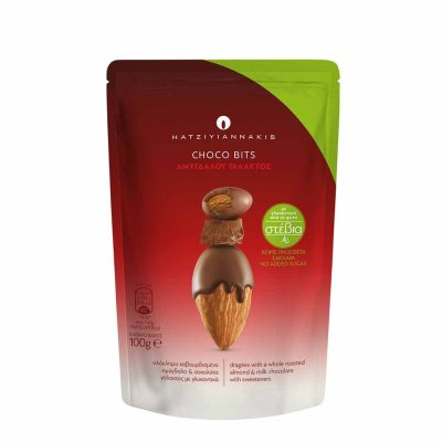 HATZIYIANNAKIS CHOCO BITS ΑΜΥΓΔΑΛΟΥ ΓΑΛΑΚΤΟΣ ΣΤΕΒΙΑ 100GR