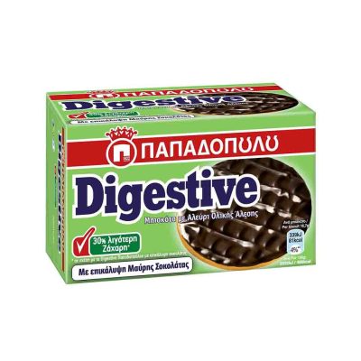 ΠΑΠΑΔΟΠΟΥΛΟΥ DIGESTIVE ΜΕ ΕΠΙΚΑΛΥΨΗ ΣΟΚΟΛΑΤΑΣ ΛΙΓΟΤΕΡΗ ΖΑΧΑΡΗ 200GR