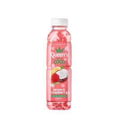 QUEEN'S NATA ΧΥΜΟΣ LEMON & RASPBERRY ΜΕ ΚΟΜΜΑΤΙΑ ΖΕΛΕ ΚΑΡΥΔΑΣ 500ML