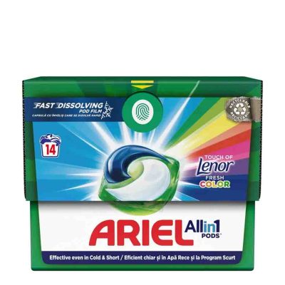 ARIEL ΚΑΨΟΥΛΕΣ ΠΛΥΝΤΗΡΙΟΥ ALL IN ONE LENOR FRESH COLOR 14 ΚΑΨ.