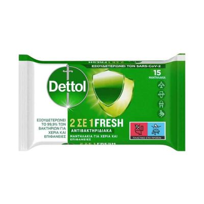 DETTOL ΠΑΝΑΚΙΑ ΑΝΤΙΒΑΚΤΗΡΙΔΙΑΚΑ 2 ΣΕ 1 15ΤΕΜ