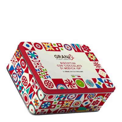TUMMINELLO TIN BOX WITH BISCUITS OF MODICA CHOCOLATE 270GR