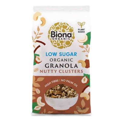 BIONA GRANOLA ME ΚΑΣΙΟΥΣ & ΦΟΝΤΟΥΚΙΑ LOW SUGAR 375GR