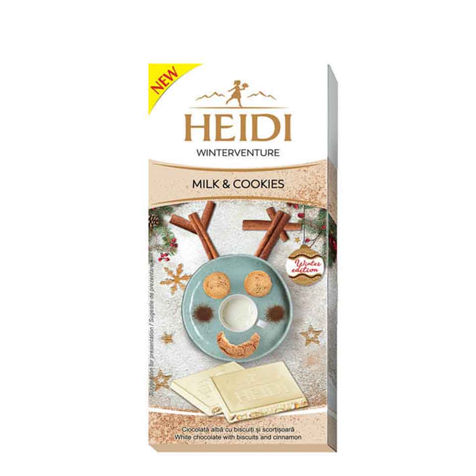 HEIDI ΣΟΚΟΛΑΤΑ ΛΕΥΚΗ ΜΕ ΜΠΙΣΚΟΤΑ & ΚΑΝΕΛΑ 90GR