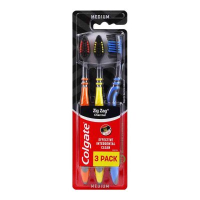 COLGATE ΟΔΟΝΤΟΒΟΥΡΤΣΑ ZIG ZAG MEDIUM CHARCOAL 3ΤΕΜ