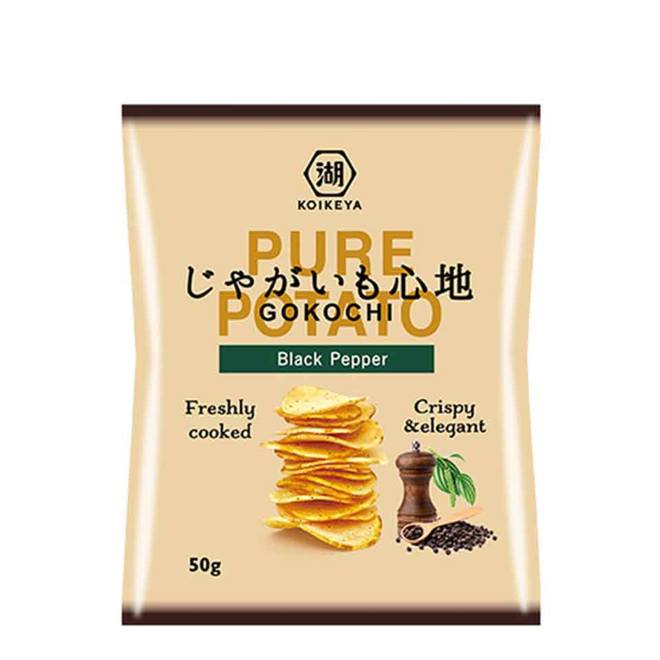 KOIKEYA CHIPS GOKOCHI PURE POTATO BLACK PEPPER 50GR