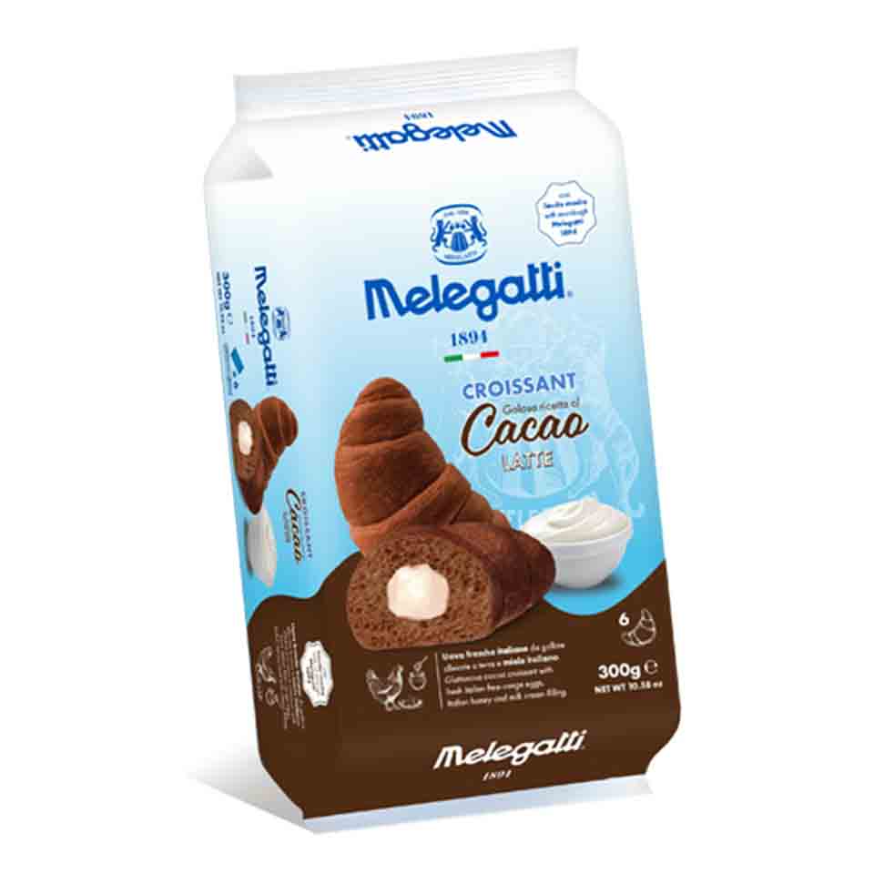 MELEGATTI ΚΡΟΥΑΣΑΝ ΚΑΚΑΟ ΜΕ ΓΕΜΙΣΗ ΚΡΕΜΑ ΓΑΛΑ X6 300GR