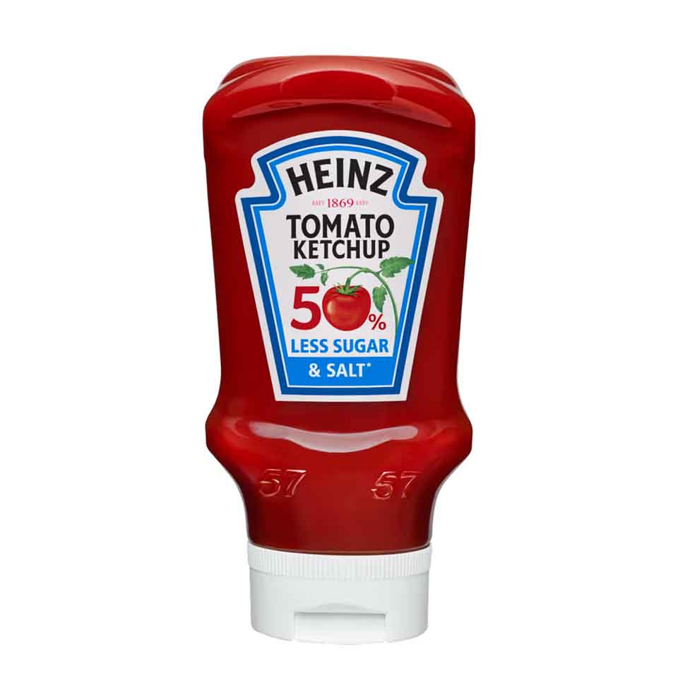 HEINZ KETCHUP 50% LESS SUGAR & SALT TD 435GR