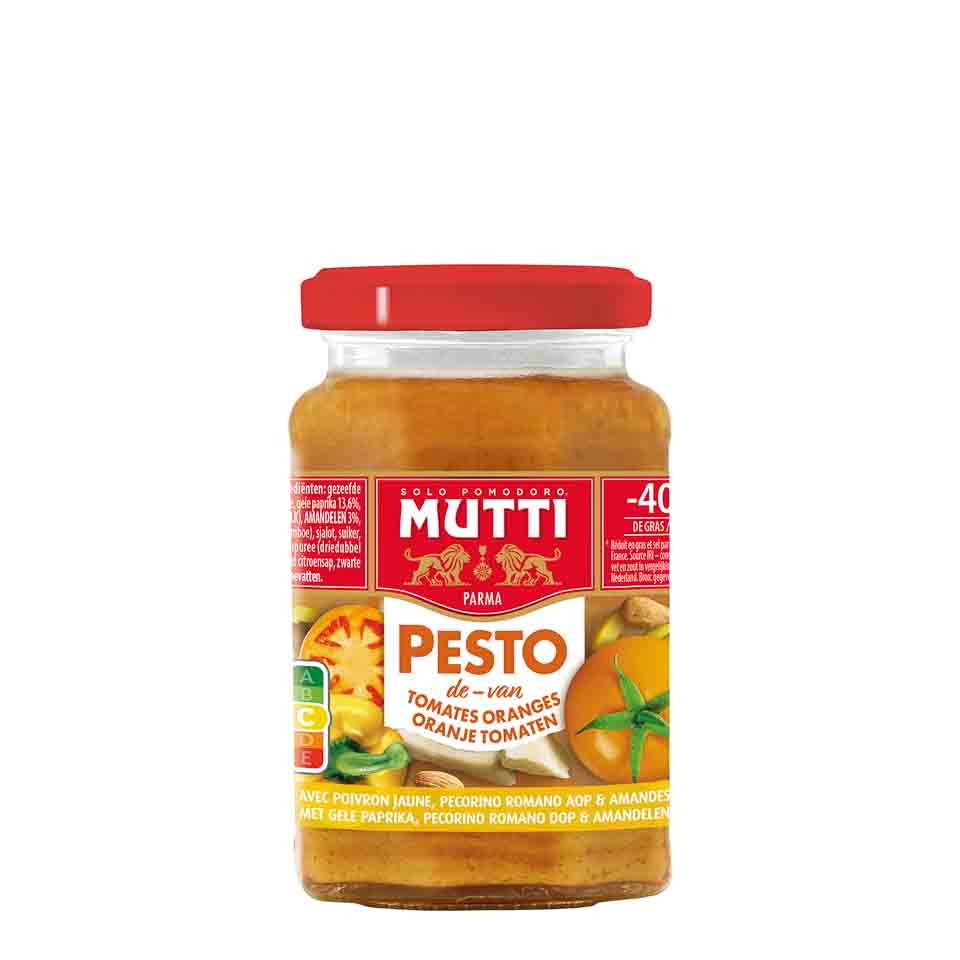 MUTTI PESTO ΠΕΣΤΟ ΚΙΤΡΙΝΗΣ ΝΤΟΜΑΤΑΣ 180GR