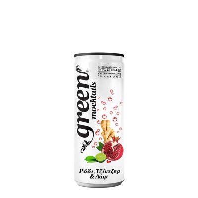 GREEN MOCKTAILS ΡΟΔΙ ΤΖΙΝΤΖΕΡ ΛΑΙΜ CAN 330ML